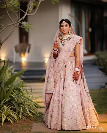 Anamika Khanna Bride Opts For A Pink Lehenga And Styles It With Unique ...