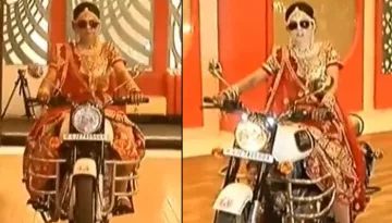 Like A Boss: Indian Bride Rides Into Wedding Reception On A Motor Cycle