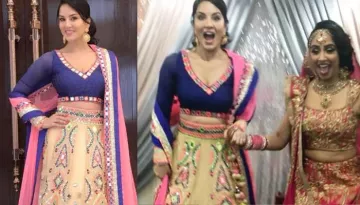 Sunny Leone Looked Like An Angel In Mirror Work Lehenga On Her Sister's Wedding In Canada