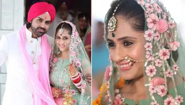 When TV Diva Hunar Made A Gorgeous Bride In A Pastel Green And Pink Lehenga At Her Gurudwara Wedding