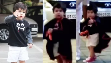 Taimur Ali Khan Shouts 'NO' To Paparazzi Wearing His Monster Tee On Halloween [Video Inside]