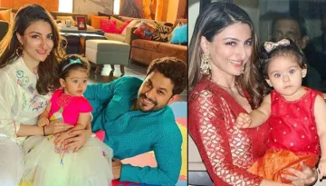 Unseen Picture Of Inaaya Naumi Kemmu In A White Lehenga And Pink Bindi From Diwali Celebrations