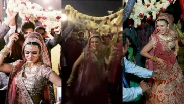 [WATCH] Aashka Goradia's Bridal Entry Dancing On The Song 'Dhating Naach'
