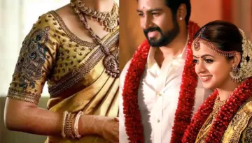 South Actress Bhavana's Bridal Blouse Sleeve Was Hand Embroidered By 25 Artisans For One Month