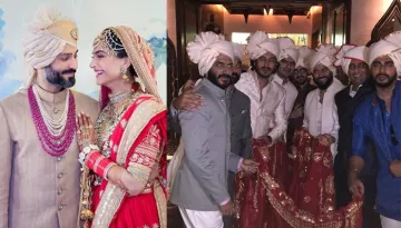Sonam Kapoor's Brothers Pose For A Picture Together With Her Red Entry Dupatta On Her Wedding