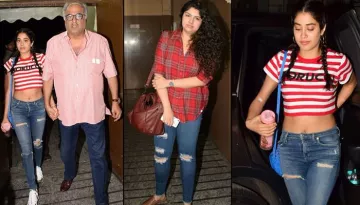 Half-Sisters Janhvi Kapoor And Anshula Kapoor Bond Again Over A Movie Date With 'Papa' Boney Kapoor