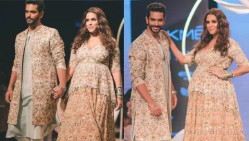 Neha Dhupia Flaunts Her Baby Bump With Hubby Angad Bedi In Lakme Fashion Week; Her Due Month Inside