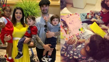 Sunny Leone's Kids, Nisha, Noah And Asher Make Cute Cards For Their Father, Daniel Weber's Birthday