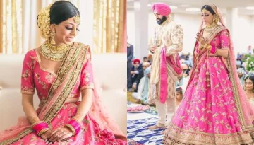 This Bride Wore A Pink Sabyasachi Lehenga With Matching Pink Chooda For Her Anand Karaj Ceremony