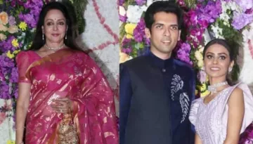 Hema Malini, Rekha And Abhishek Bachchan Attend Sooraj Barjatya's Son's Wedding Reception
