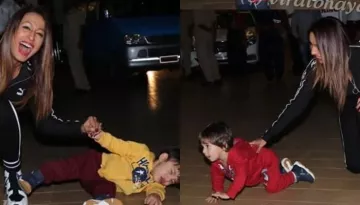 Kashmera Shah's Twins Goof Up In Front Of Media, One Even Shoos Them Away [VIDEOS]