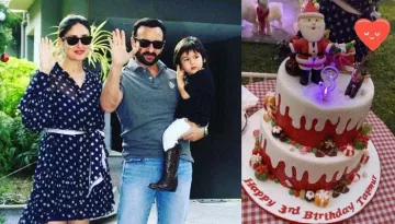 Taimur Ali Khan Celebrates His 3rd Birthday, Can't Keep His Eyes Away From His Christmas-Themed Cake