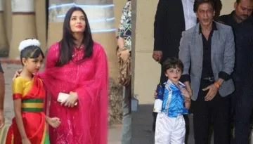 Aaradhya Bachchan Donnes A Saree And AbRam Khan Looks Adorable In Red Lipstick For Their Annual Day
