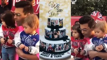 Yash And Roohi Johar Cut A Three-Tier Cake With Their Photos Baked Atop It On Their 2nd Birthday