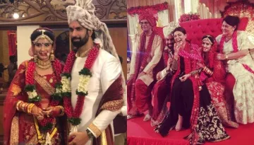 First Look Of Charu Asopa And Rajeev Sen As Bride- Groom, Pose With Sushmita-Rohman For Family Pic