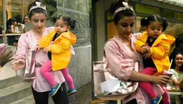 Inaaya Naumi Kemmu Looks Cute As A Button As She Wears Yellow Raincoat To Protect Herself From Rain