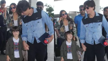 AbRam Khan Leaves For A Kids Summit In London With Parents, Shah Rukh Khan, Gauri Khan, Looks Dapper