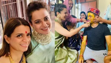 Rangoli Chandel 'Seizes' Sister, Kangana Ranaut's Saree For Their Brother, Aksht's 'Badhai' Ceremony