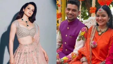 Kangana Ranaut Glows In A Custom Made Multicoloured Lehenga For Her Brother, Aksht's Wedding