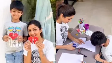Shilpa Shetty Kundra Teaches Her Son, Viaan Raj Kundra How To Make Handmade 'Love' Cards