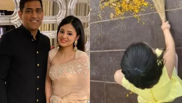 Mahendra Singh Dhoni's, Daughter, Ziva Dhoni Helps Clean The Lawn Amidst The Lockdown