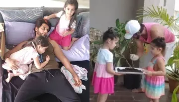 Karanvir Bohra Becomes A Kid, Playing With His Twins, Bella And Vienna, Try Gardening With Them