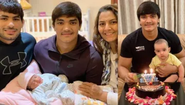 Geeta Phogat Twins With Hubby, Pawan And Son, Arjun Saroha As They Celebrate Her Brother's Birthday