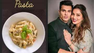 Bipasha Basu Pampers Her 'Monkey Love', Karan Singh Grover With White Sauce Pasta, He Drools Over It