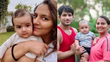 Geeta Phogat Shares A Video Of Son, Arjun Climbing On His Father, Pawan To Get 'Amrood' From Him