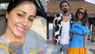 Hina Khan Meets Rocky Jaiswal And Her Sister-In-Law, The Duo Twins In Matching Masks With Initials