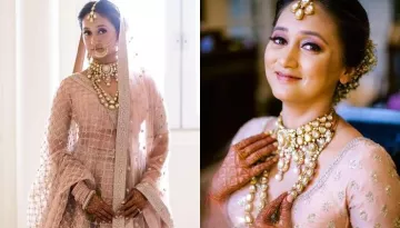 Sabyasachi Bride Stuns In A Blush Pink 'Lehenga' With Heavy 'Polki' Jewellery For Her Wedding