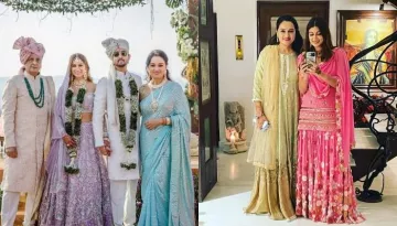 Padmini Kolhapure Celebrates Karwa Chauth With Her 'Bahu', Shaza Morani At Sunita Kapoor's Party