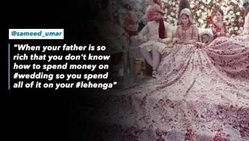 Pakistani Bride Wore A 100 Kg Lehenga On Her Wedding Day Covering The Entire Stage