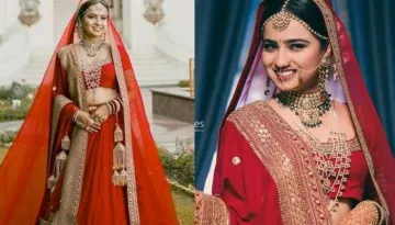 The Bride Donned Designer, Sabyasachi Mukherjee's Minimalist Red 'Lehenga-Choli' Set