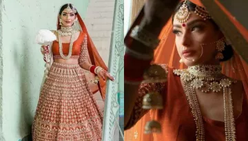 This Bride Stunned Everyone Wearing A Burnt Orange Hued Lehenga By Anita Dongre On Her Wedding