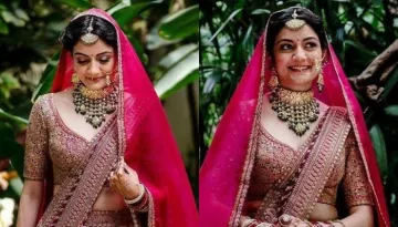 The Bride Perked Up Her Wedding Day Look In A Royal Pink Sabyasachi 'Lehenga-Choli'