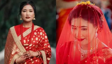 The Bride From Nepal Donned A Chanderi Banarasi Saree From Sabyasachi Mukherjee On Her D-Day