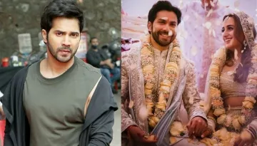 Varun Dhawan Poses With His Wife, Natasha Dalal, Her Silver Kalire And White Chooda Steal The Show