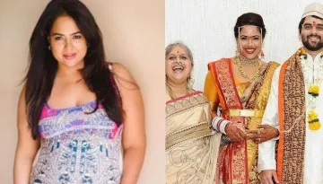 Sameera Reddy Radiates Pregnancy Glow In A Yellow Silk Saree In Her Throwback Godh Bharai Picture