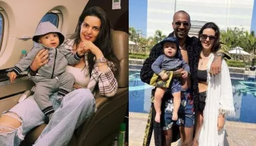 Natasa Stankovic Shares Husband Hardik Pandya And Their Son, Agastya's Sleeping In A Flight Pictures