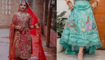 Punjabi Bride's Wedding Suit Has 'Garden Of Eden' And Mehendi Dress Has Aquatic Life Embroidered