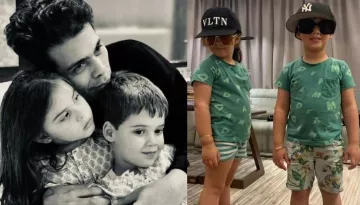 Yash Johar And Roohi Johar Step Into Their Dada, Karan Johar's Shoes Proving They're Pro Baby Posers