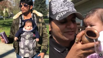Karanvir Bohra Teaches His Youngest Daughter How To Give 'Aragh' To Sun On Her 5th-Month Birthday