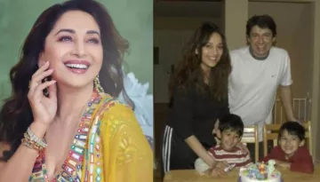 Madhuri Dixit Shares A Retro-Themed Throwback Picture With Hubby Shriram Nene And Kids Arin And Ryan
