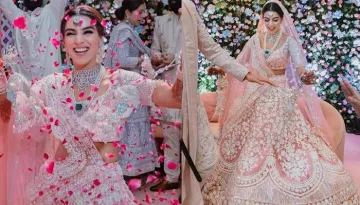 This Manish Malhotra Bride Wore A Baby Pink Crystal 'Lehenga' With Diamond Jewellery On Her Wedding