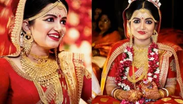 The Bengali Bride Donned A Traditional 'Laal' Saree From The Famous Designer, Sabyasachi Mukherjee