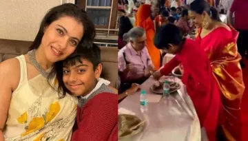 Kajol Drops An Appreciation Post For Son, Yug As The Latter Serves 'Bhog' At Durga Puja 'Pandal'