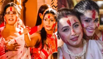 Rani Mukerji And Kajol Unite For 'Sindoor Khela', Bong Beauties Pose In Traditional Bengali Sarees