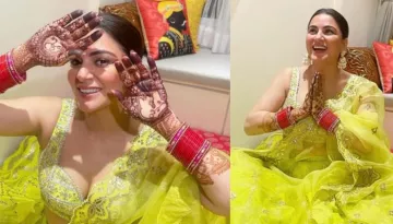 Shraddha Arya Dons Neon Lehenga On First Karwa Chauth, Flaunts 'Chooda' And Customised 'Mehendi'
