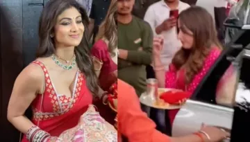 Shilpa Shetty And Natasha Dalal Arrive At Sunita Kapoor's Home For Karwa Chauth Puja